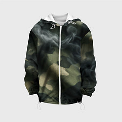 Куртка с капюшоном детская Камуфляжная ткань с дымом, цвет: 3D-белый
