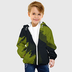 Куртка с капюшоном детская Абстрактная текстура в зеленом, цвет: 3D-белый — фото 2