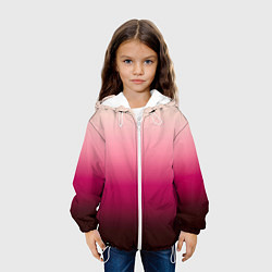 Куртка с капюшоном детская Градиент transcendent pink омбре, цвет: 3D-белый — фото 2