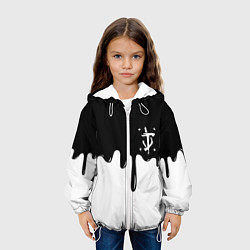 Куртка с капюшоном детская Doom logo жидкие краски, цвет: 3D-белый — фото 2