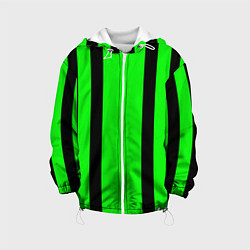 Куртка с капюшоном детская Color black and green stripes, цвет: 3D-белый
