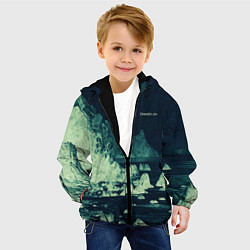 Куртка с капюшоном детская Dream on стилизованный скалистый берег, цвет: 3D-черный — фото 2