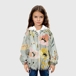 Куртка с капюшоном детская Цветы и цветочки, цвет: 3D-белый — фото 2