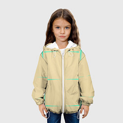 Куртка с капюшоном детская Color beige green stripes, цвет: 3D-белый — фото 2