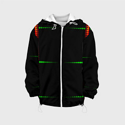 Куртка с капюшоном детская Color black green orange stripes, цвет: 3D-белый