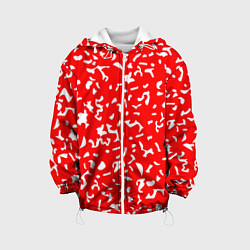 Куртка с капюшоном детская Красный яркий камуфляж, цвет: 3D-белый