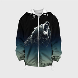 Куртка с капюшоном детская Бурый в гневе - градиент, цвет: 3D-белый