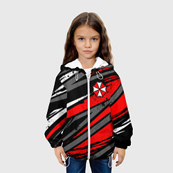 Куртка с капюшоном детская Umbrella - red lines, цвет: 3D-белый — фото 2