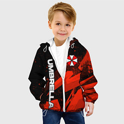 Куртка с капюшоном детская Umbrella corp - красный, цвет: 3D-белый — фото 2