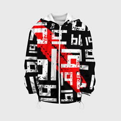 Куртка с капюшоном детская Ы, паттерн, цвет: 3D-белый