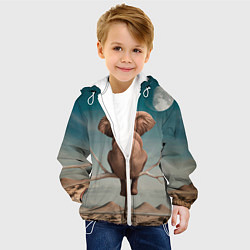 Куртка с капюшоном детская Задумчивый слон: пустыня, цвет: 3D-белый — фото 2