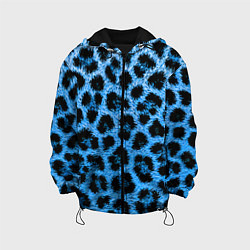 Куртка с капюшоном детская Леопардовый голубой, цвет: 3D-черный