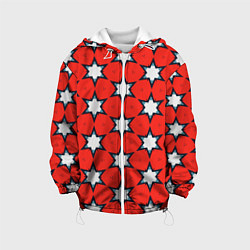 Куртка с капюшоном детская Звезды на красном, цвет: 3D-белый