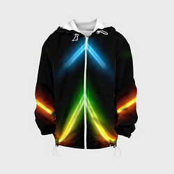 Куртка с капюшоном детская Neon multicolored lines, цвет: 3D-белый