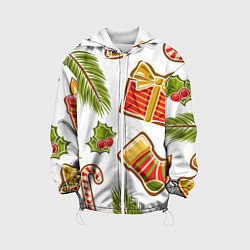 Куртка с капюшоном детская Рождественский вайб, цвет: 3D-белый