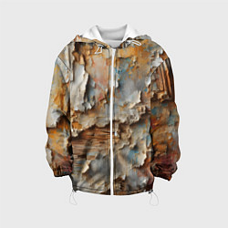 Куртка с капюшоном детская Старая штукатурка на стене - абстракция, цвет: 3D-белый