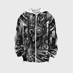 Куртка с капюшоном детская Cyber urban skull - ai art fantasy, цвет: 3D-белый