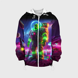 Куртка с капюшоном детская Космонавт Шрук в неоновом скафандре на загадочной, цвет: 3D-белый