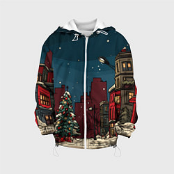 Куртка с капюшоном детская Новогодняя ночь, цвет: 3D-белый