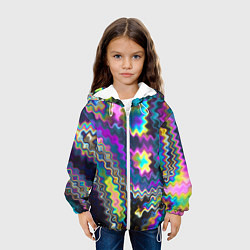 Куртка с капюшоном детская Абстракция переливы, цвет: 3D-белый — фото 2