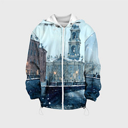 Куртка с капюшоном детская Зимний Питер, цвет: 3D-белый