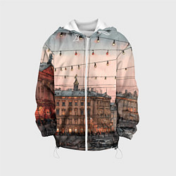 Куртка с капюшоном детская Новогодний зимний Питер, цвет: 3D-белый