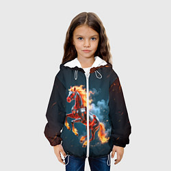Куртка с капюшоном детская Огненная лошадь киборг, цвет: 3D-белый — фото 2