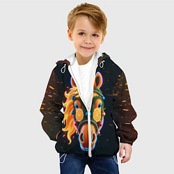 Куртка с капюшоном детская Новогодняя мандариновая лошадь, цвет: 3D-белый — фото 2