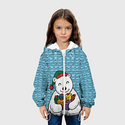 Куртка с капюшоном детская Новогодний мишка, цвет: 3D-белый — фото 2