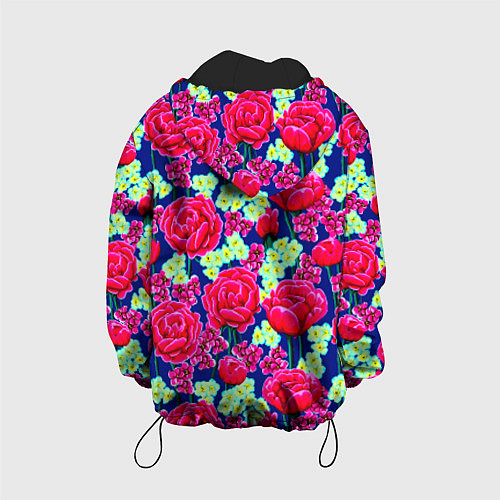 Детская куртка Яркие розы / 3D-Черный – фото 2