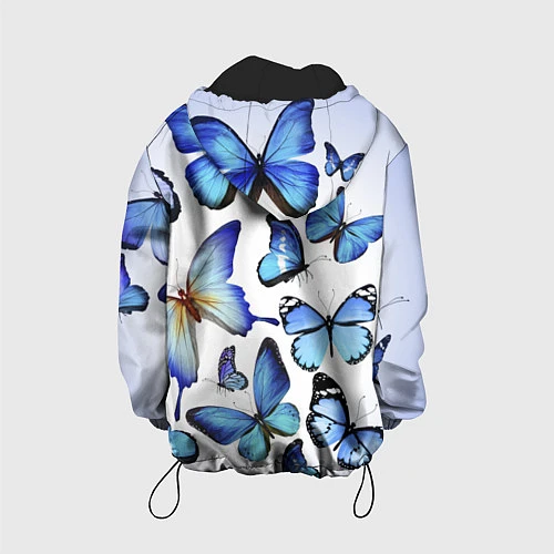 Детская куртка Голубые бабочки / 3D-Черный – фото 2