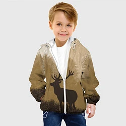 Куртка с капюшоном детская Олень на охоте, цвет: 3D-белый — фото 2