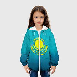 Куртка с капюшоном детская Флаг Казахстана, цвет: 3D-белый — фото 2
