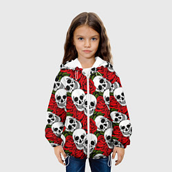 Куртка с капюшоном детская Черепа в розах, цвет: 3D-белый — фото 2