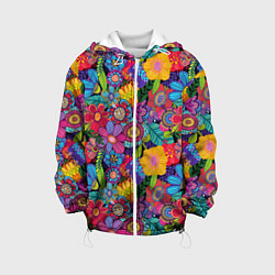 Куртка с капюшоном детская Яркие цветы, цвет: 3D-белый