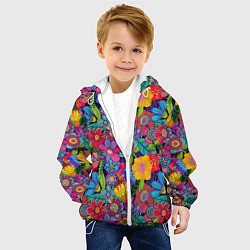 Куртка с капюшоном детская Яркие цветы, цвет: 3D-белый — фото 2