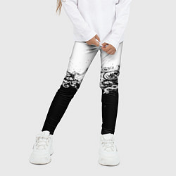Леггинсы для девочки Узоры линии черный белый чб, цвет: 3D-принт — фото 2