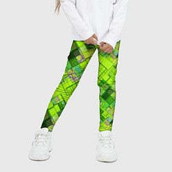 Леггинсы для девочки Ярко-зеленый абстрактный узор, цвет: 3D-принт — фото 2
