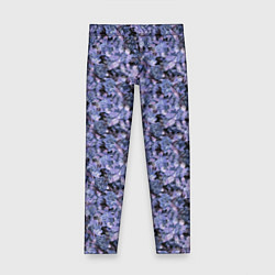 Леггинсы для девочки Сине-фиолетовый цветочный узор, цвет: 3D-принт