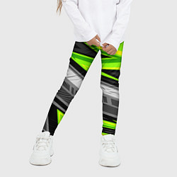 Леггинсы для девочки Зеленые линии, цвет: 3D-принт — фото 2