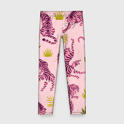 Леггинсы для девочки Розовые тигры паттерн, цвет: 3D-принт