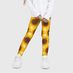 Леггинсы для девочки Желтые подсолнухи паттерн, цвет: 3D-принт — фото 2