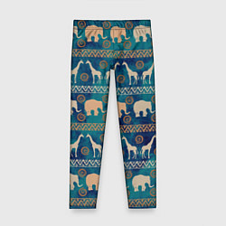 Леггинсы для девочки Жирафы и слоны, цвет: 3D-принт