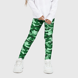 Леггинсы для девочки Зеленый монохромный камуфляж, цвет: 3D-принт — фото 2