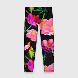 Леггинсы для девочки Цветочный узор Floral pattern, цвет: 3D-принт