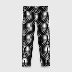 Леггинсы для девочки Геометрический узор арт-деко черно-белый, цвет: 3D-принт