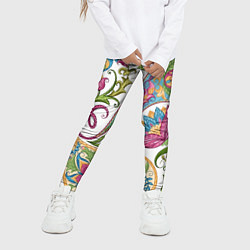 Леггинсы для девочки Fashionable floral Oriental pattern Summer 2025, цвет: 3D-принт — фото 2