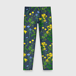 Леггинсы для девочки Одуванчики и другие полевые цветы - ботанический п, цвет: 3D-принт