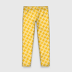 Леггинсы для девочки Белые крестики на желтом фоне, цвет: 3D-принт
