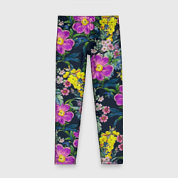 Леггинсы для девочки Цветы Фиолетовые Пионы, цвет: 3D-принт